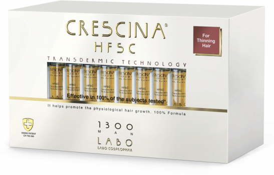 Crescina Transdermic HFSC 1300 для мужчин лосьон для возобновления роста волос (20 ампул в упаковке)