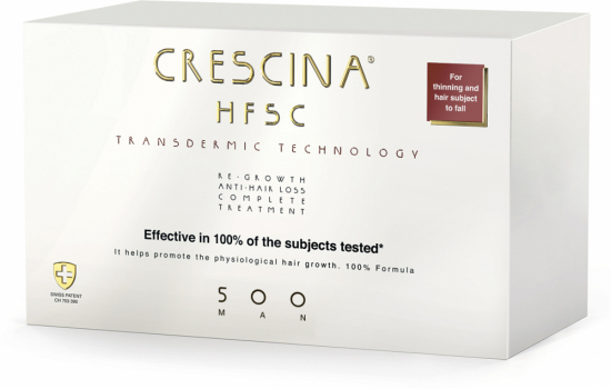 Crescina Transdermic HFSC  500 10+10 для мужчин комплекс лосьонов для возобновления роста и против выпадения волос (20 ампул в упаковке)